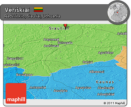 Political Panoramic Map of Vėriškiai