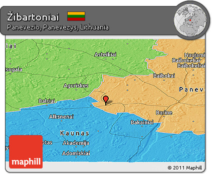 Political Panoramic Map of Žibartoniai