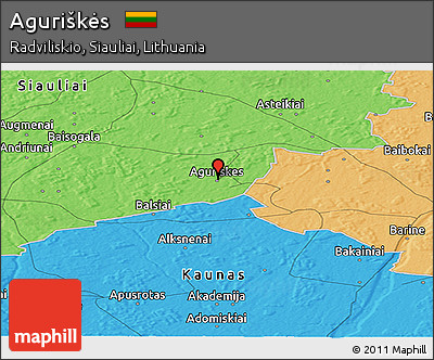 Political Panoramic Map of Aguriškės