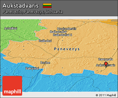 Political Panoramic Map of Aukštadvaris