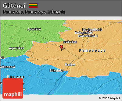 Political Panoramic Map of Glitėnai
