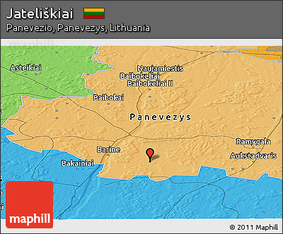 Political Panoramic Map of Jateliškiai
