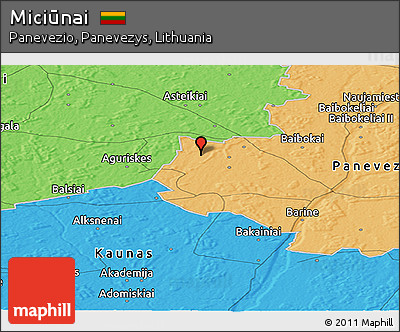 Political Panoramic Map of Miciūnai