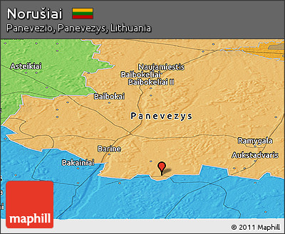 Political Panoramic Map of Norušiai