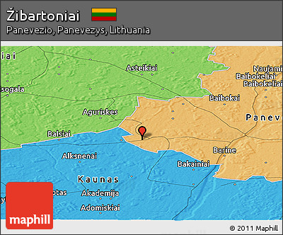 Political Panoramic Map of Žibartoniai
