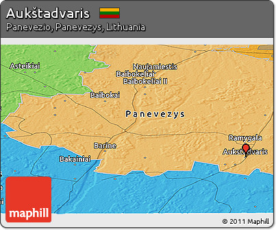 Political Panoramic Map of Aukštadvaris