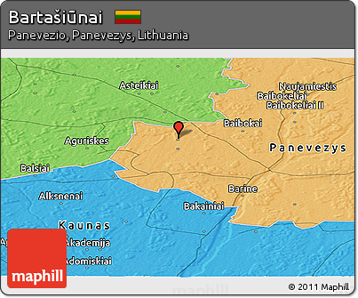 Political Panoramic Map of Bartašiūnai