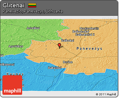 Political Panoramic Map of Glitėnai
