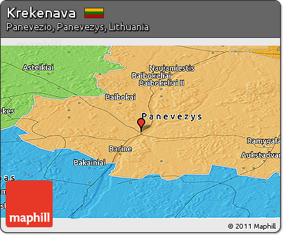Political Panoramic Map of Krekenava