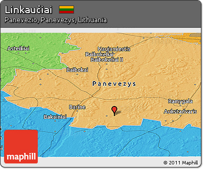 Political Panoramic Map of Linkaučiai