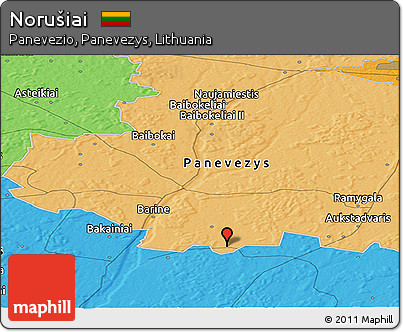 Political Panoramic Map of Norušiai