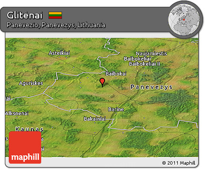 Satellite Panoramic Map of Glitėnai