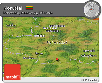 Satellite Panoramic Map of Norušiai