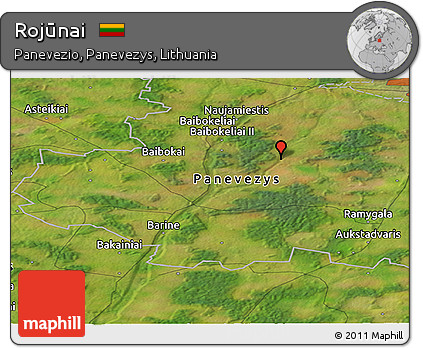 Satellite Panoramic Map of Rojūnai