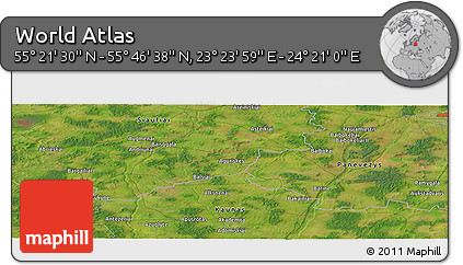 Satellite Panoramic Map of the Area around 55° 34' 4" N, 23° 52' 30" E