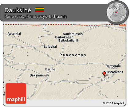 Shaded Relief Panoramic Map of Daukšinė