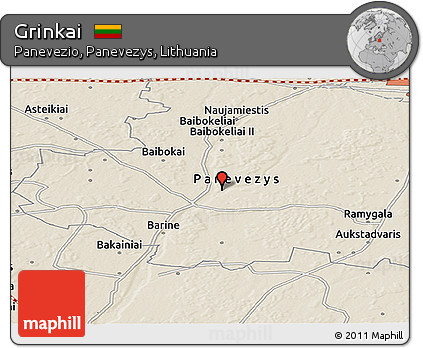 Shaded Relief Panoramic Map of Grinkai