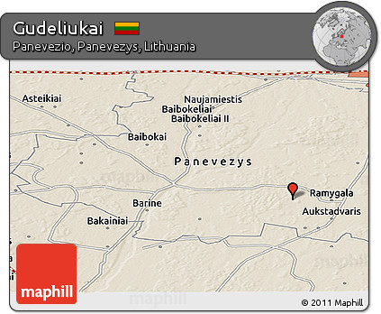 Shaded Relief Panoramic Map of Gudeliukai