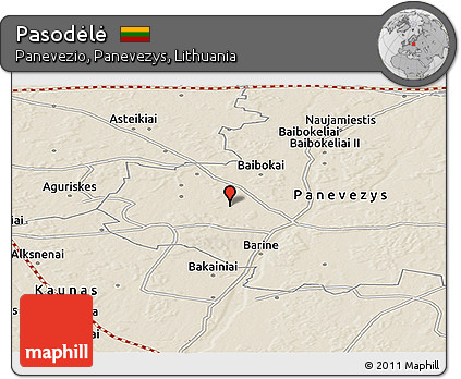 Shaded Relief Panoramic Map of Pasodėlė