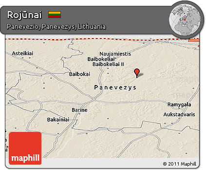 Shaded Relief Panoramic Map of Rojūnai