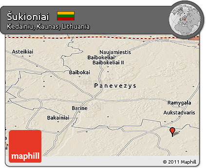Shaded Relief Panoramic Map of Šukioniai