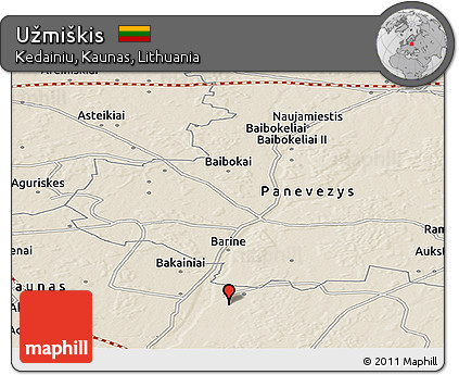 Shaded Relief Panoramic Map of Užmiškis