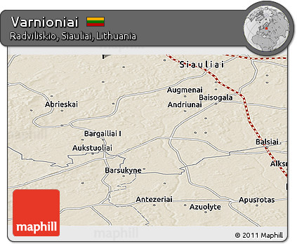Shaded Relief Panoramic Map of Varnioniai