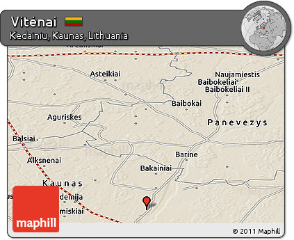 Shaded Relief Panoramic Map of Vitėnai