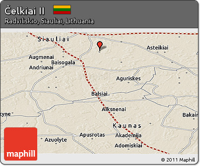 Shaded Relief Panoramic Map of Čelkiai II