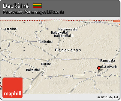 Shaded Relief Panoramic Map of Daukšinė