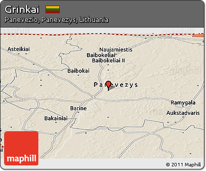 Shaded Relief Panoramic Map of Grinkai