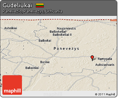 Shaded Relief Panoramic Map of Gudeliukai
