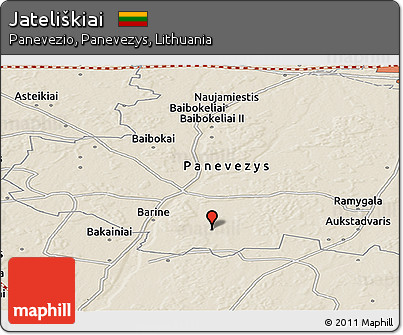 Shaded Relief Panoramic Map of Jateliškiai