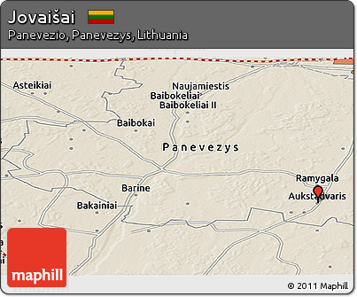 Shaded Relief Panoramic Map of Jovaišai