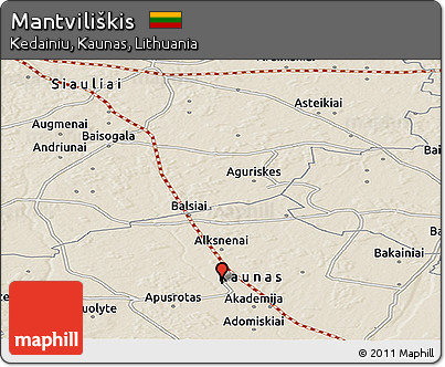 Shaded Relief Panoramic Map of Mantviliškis