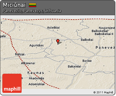 Shaded Relief Panoramic Map of Miciūnai