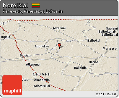 Shaded Relief Panoramic Map of Noreikiai