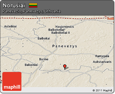 Shaded Relief Panoramic Map of Norušiai
