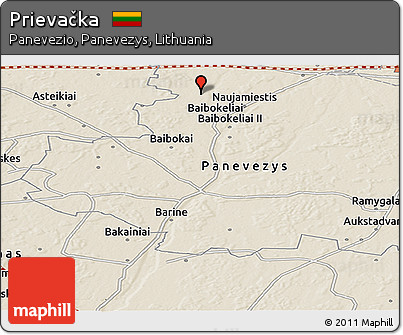 Shaded Relief Panoramic Map of Prievačka