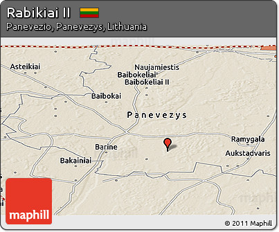 Shaded Relief Panoramic Map of Rabikiai II