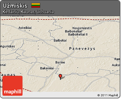 Shaded Relief Panoramic Map of Užmiškis