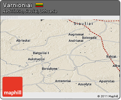 Shaded Relief Panoramic Map of Varnioniai