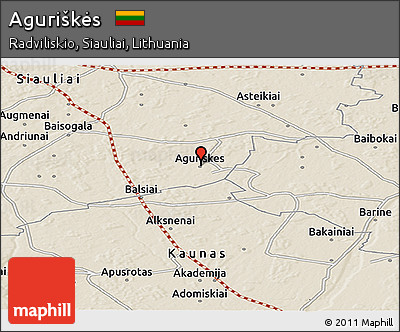 Shaded Relief Panoramic Map of Aguriškės