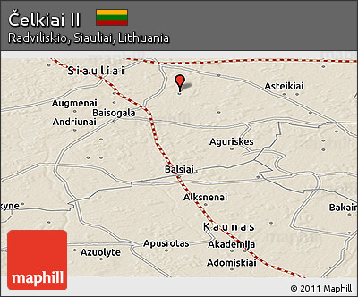Shaded Relief Panoramic Map of Čelkiai II