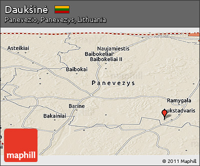 Shaded Relief Panoramic Map of Daukšinė