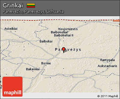 Shaded Relief Panoramic Map of Grinkai