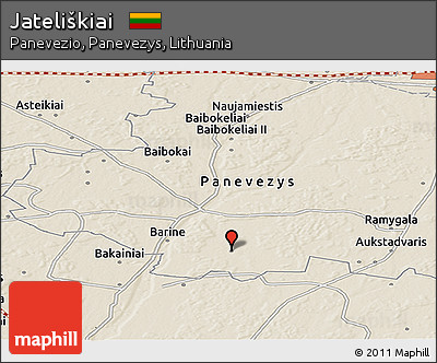 Shaded Relief Panoramic Map of Jateliškiai