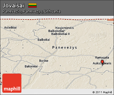 Shaded Relief Panoramic Map of Jovaišai
