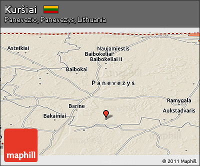 Shaded Relief Panoramic Map of Kuršiai