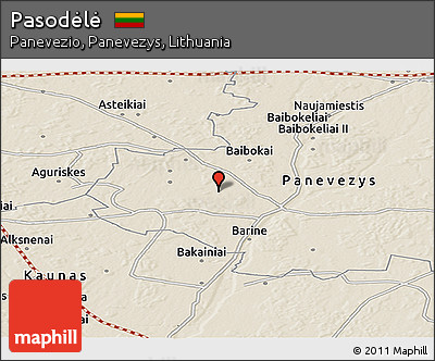 Shaded Relief Panoramic Map of Pasodėlė